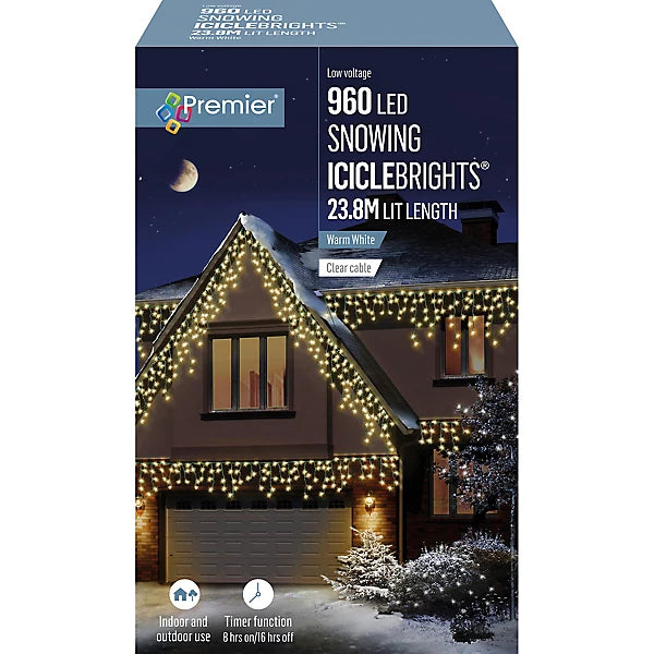 LED Snowing Icicles Warm White