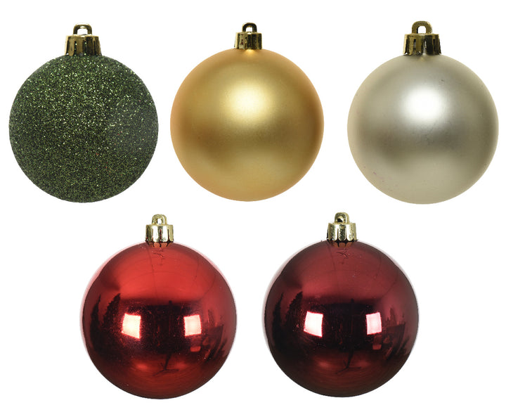 6cm Shatterproof Bauble Traditional - Set of 15