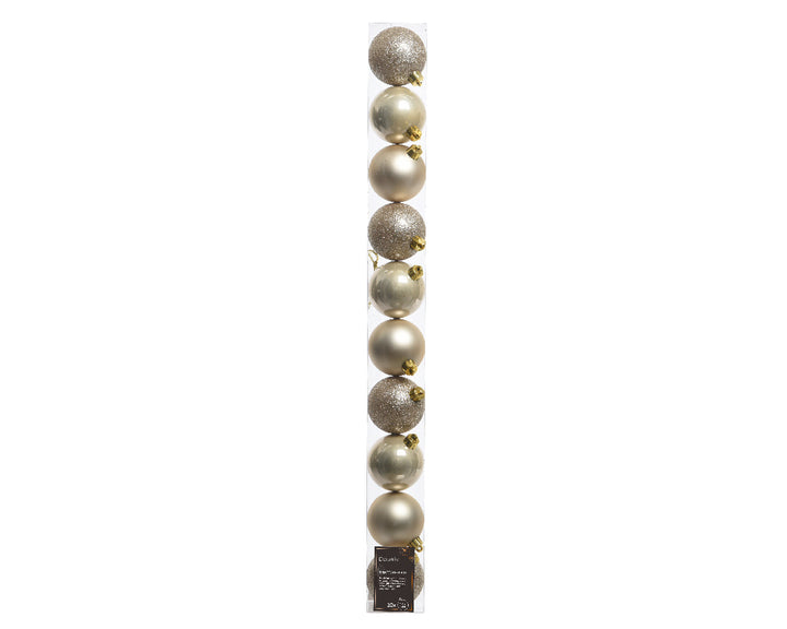 6cm Mixed Shatterproof Baubles - Tube of 10 Pearl