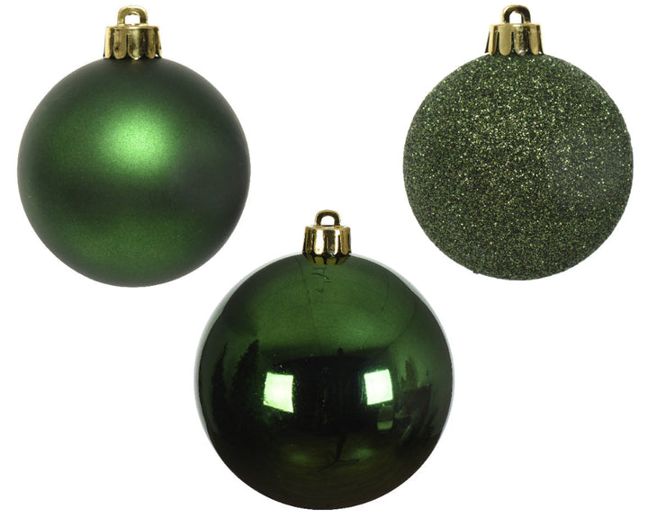 6cm Mixed Shatterproof Baubles - Tube of 10 Pine Green