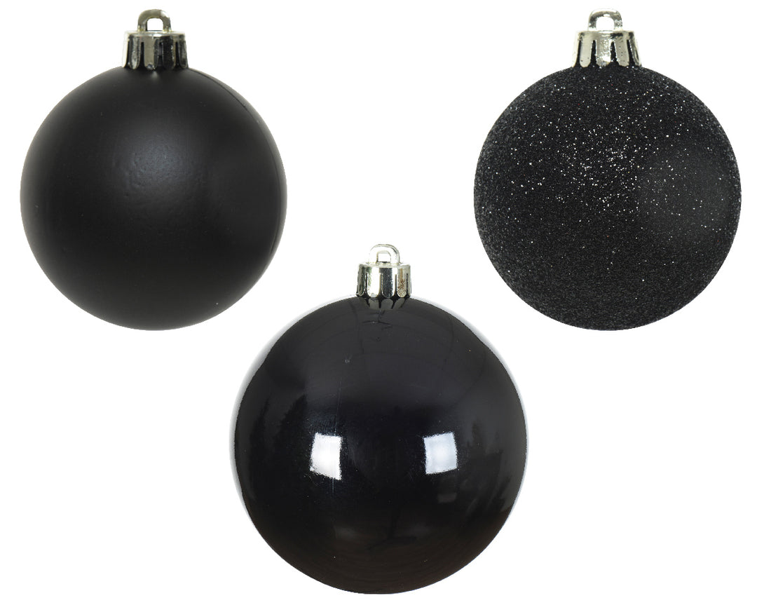 6cm Mixed Shatterproof Baubles - Tube of 10 Black