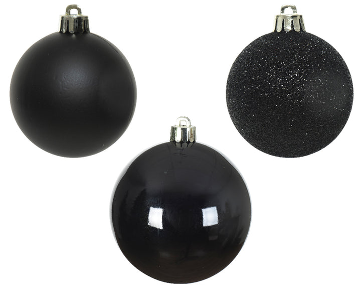 6cm Mixed Shatterproof Baubles - Tube of 10 Black