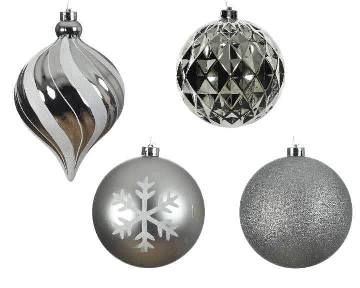 15cm Shatterproof Bauble Silver - Set of 6