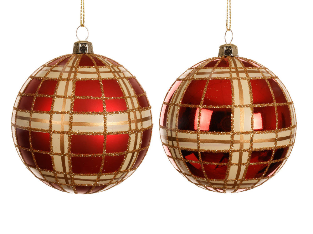 8cm Bauble Polystyrene Shiny/Matt Check Design