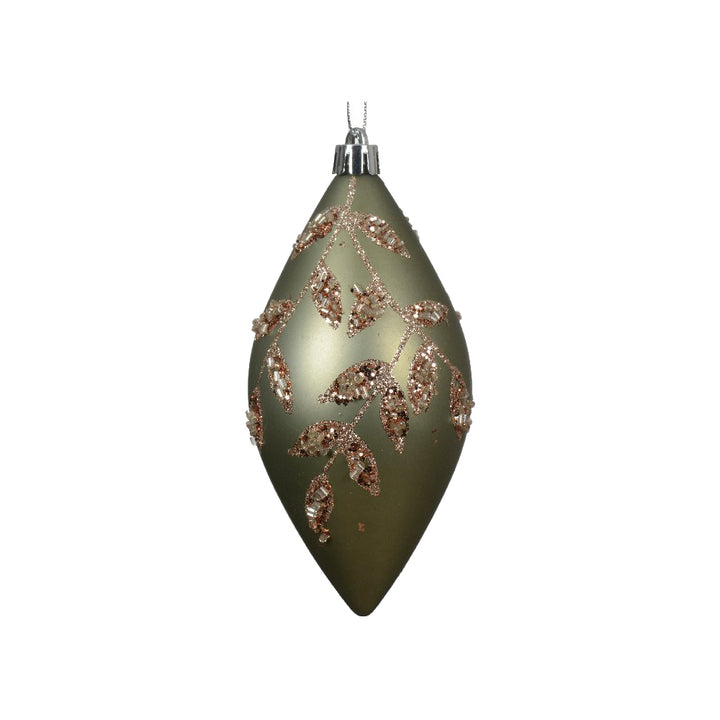 12cm Shatterproof Drop Baubles With Painted Leaf