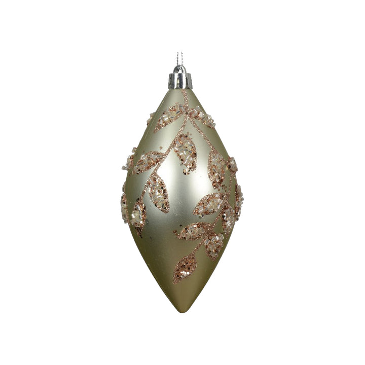 12cm Shatterproof Drop Baubles With Painted Leaf