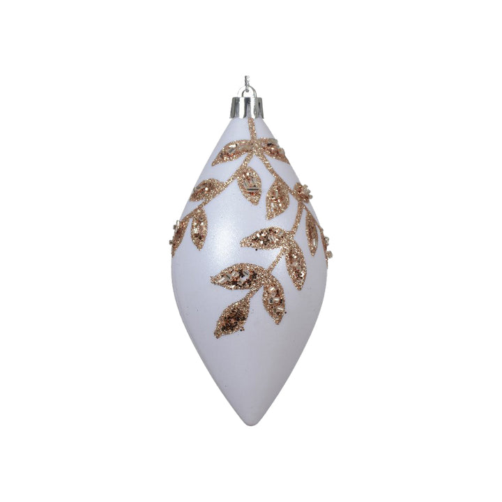 12cm Shatterproof Drop Baubles With Painted Leaf