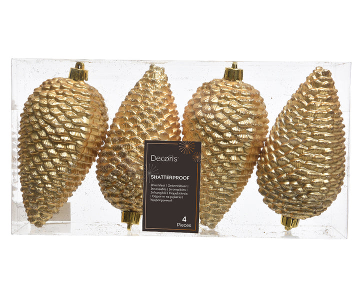 12cm Shatterproof Pinecone Light Gold- Set of 4