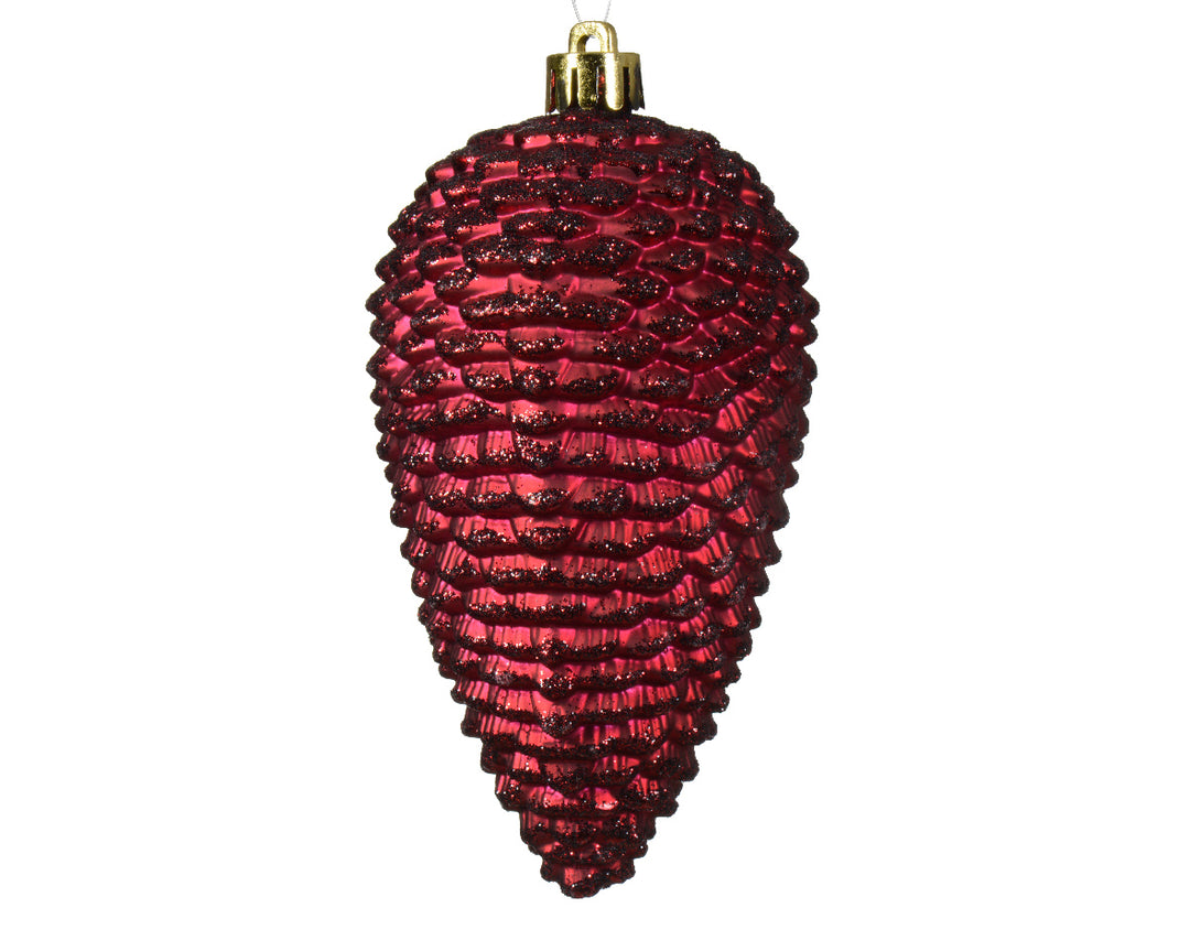 12cm Shatterproof Pine Cone Oxblood - Set of 4