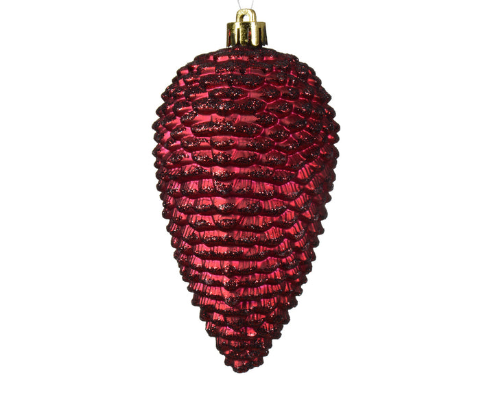 12cm Shatterproof Pine Cone Oxblood - Set of 4