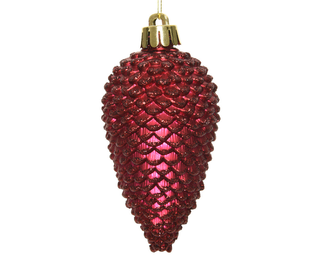 8cm Shatterproof Pinecone Oxblood - Set of 6