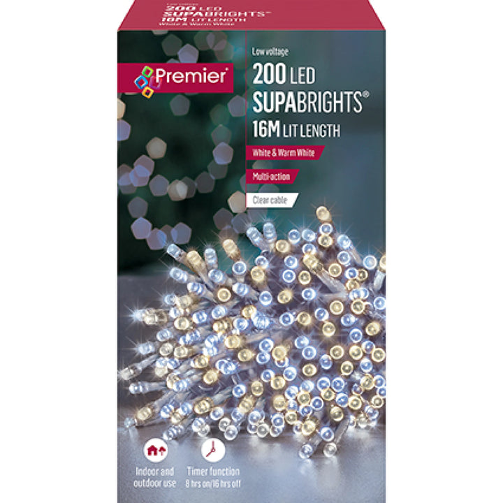 200 LED Supabrights Tree Lights Clear Cable