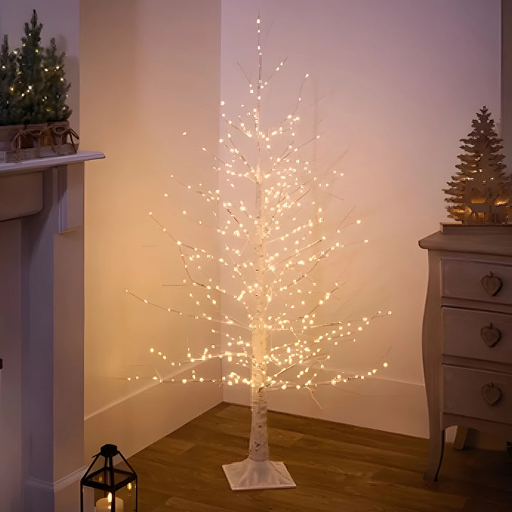 1.8m Birch Tree with 1100 Warm White Twinkling LEDs, Indoor/Outdoor