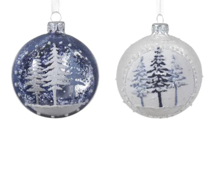 8cm Glass Bauble - Blue & White 6 Pack Box