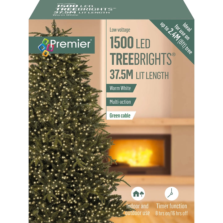 1500 LED TreeBrights Tree Lights with Green Cable
