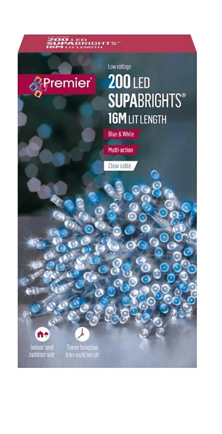 200 LED Supabrights Tree Lights Clear Cable