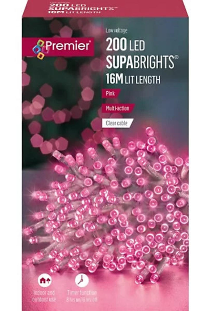 200 LED Supabrights Tree Lights Clear Cable