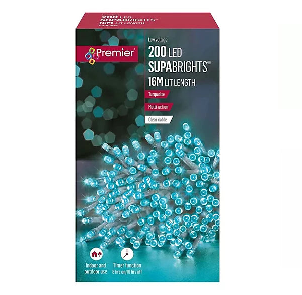 200 LED Supabrights Tree Lights Clear Cable