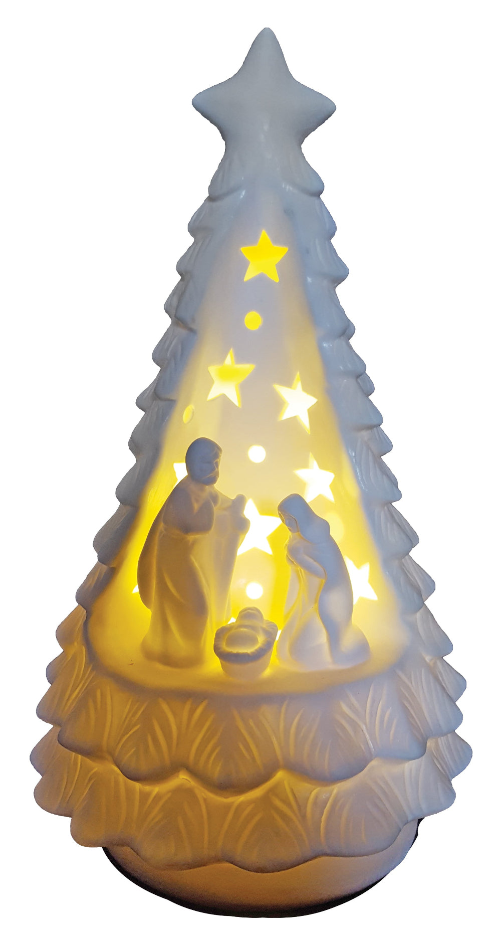 White Christmas Tree Nativity Scene