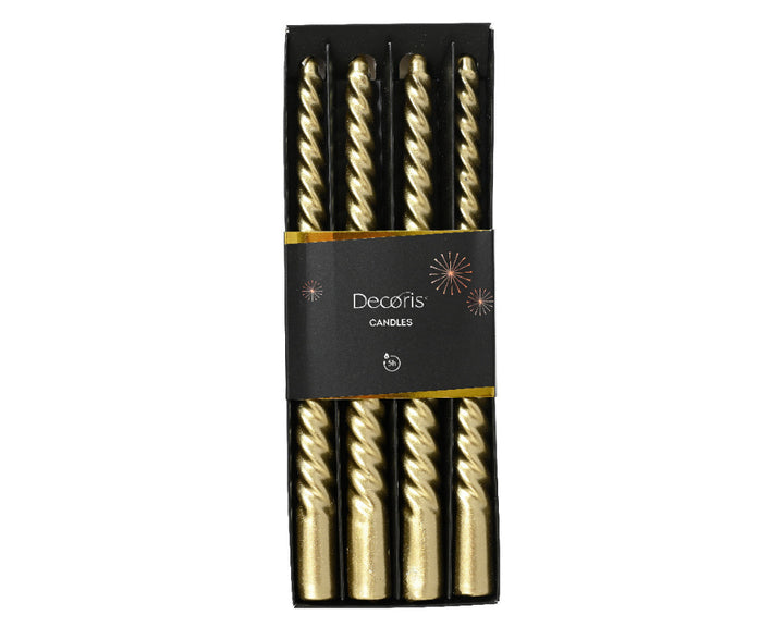 Dinner Candle 4pk Gold
