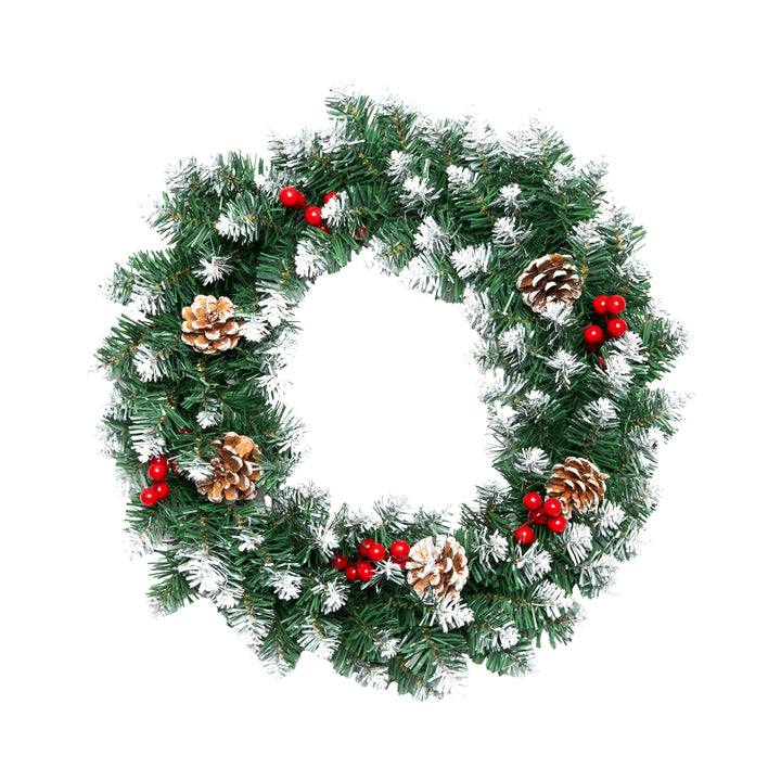 Christmas wreath with pine cones and berries