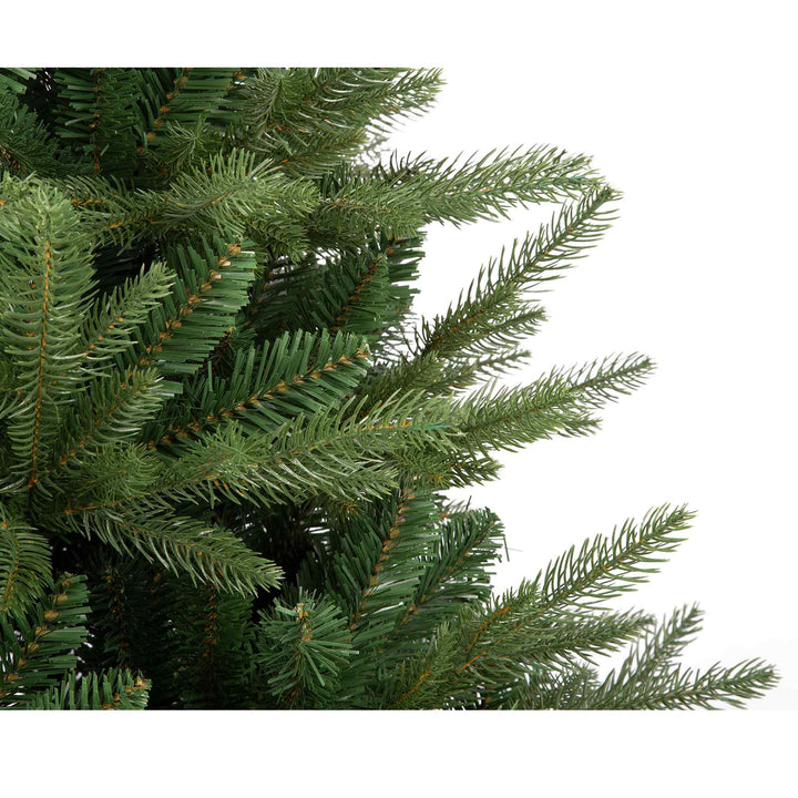 Close-up of a green artificial Christmas tree