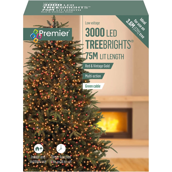 3000 LED TreeBrights Tree Lights with Green Cable