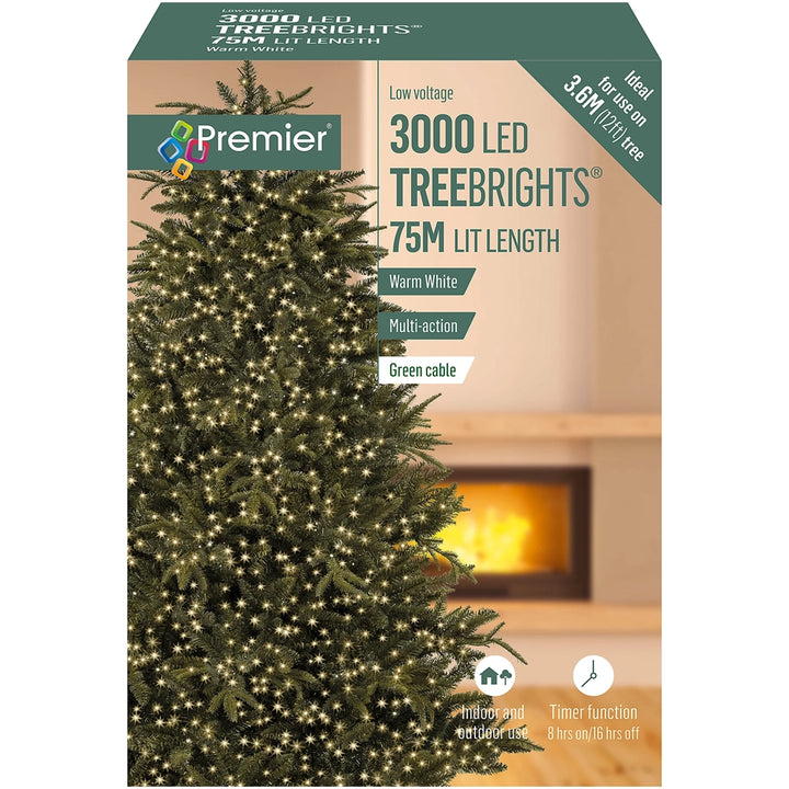 3000 LED TreeBrights Tree Lights with Green Cable