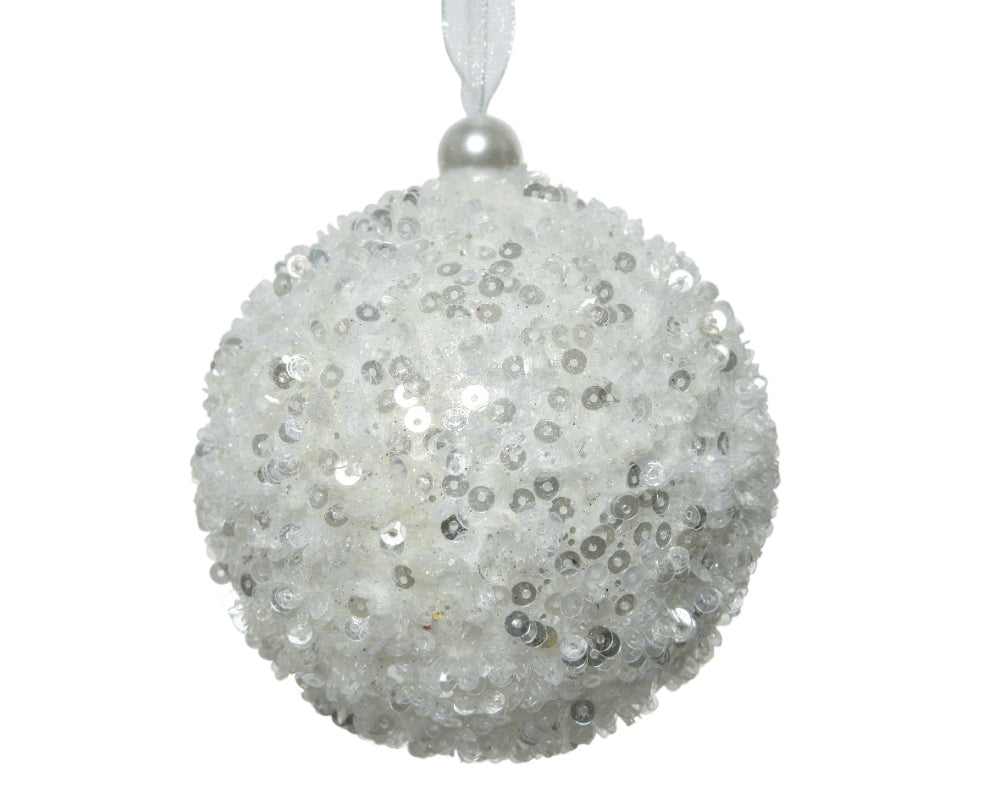 8cm Foam Bauble - Winter White