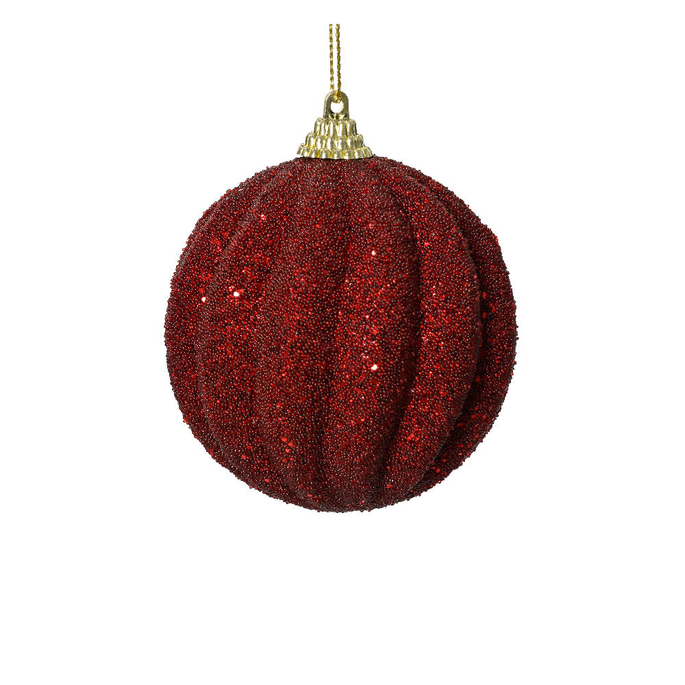 8cm Foam Bauble With Beads - Oxblood