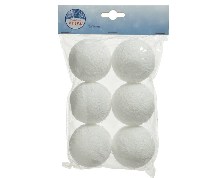 8cm Foam Snow Bauble 6 Pack