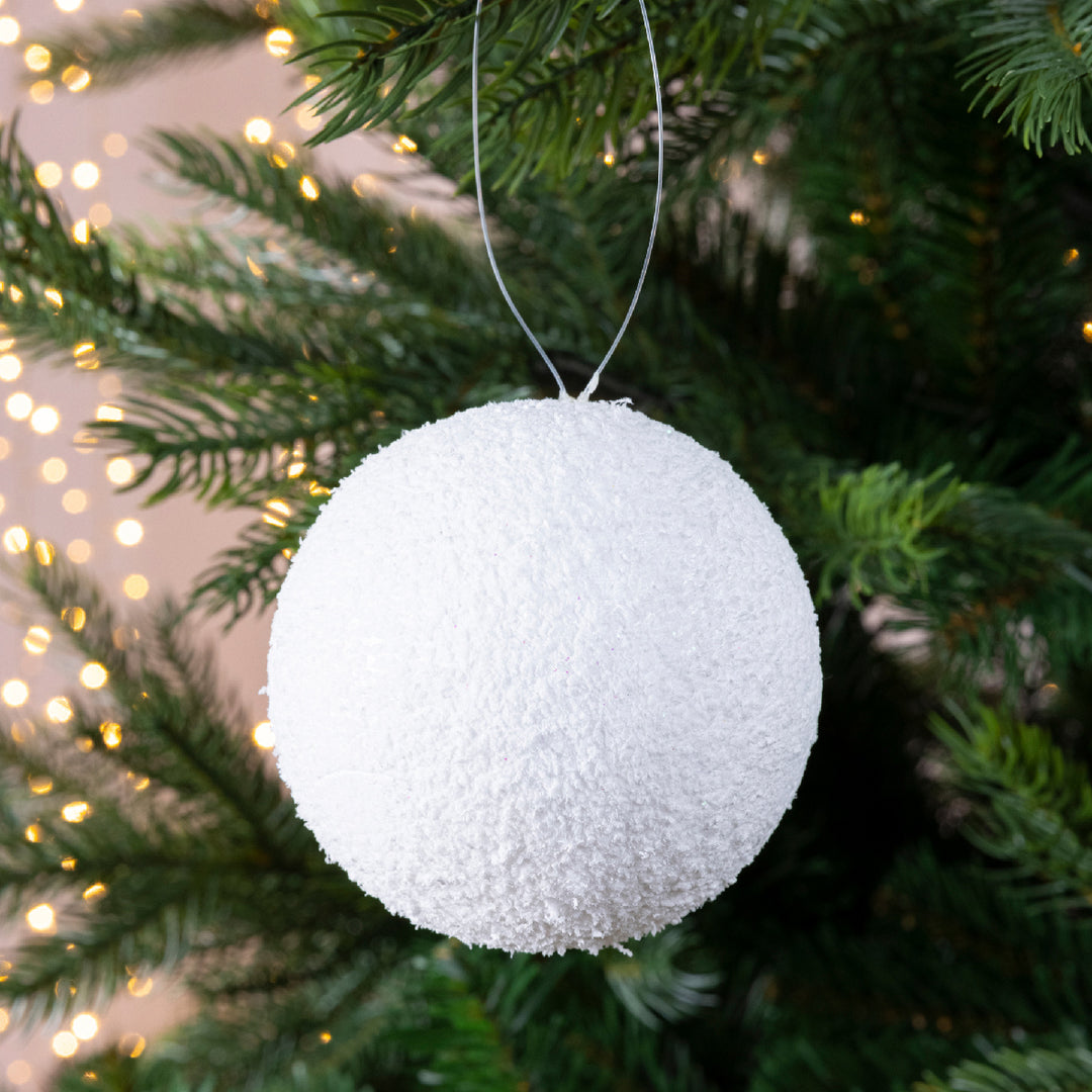 8cm Foam Snow Bauble 6 Pack