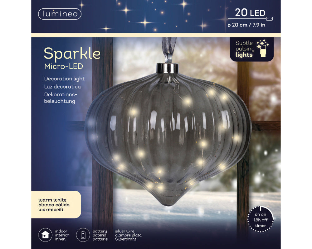Micro LED Onion Sparkle Effect 21cm Anthracite/Warm White