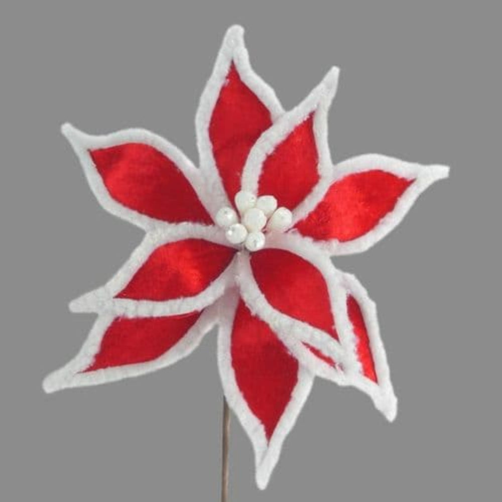 Fur Edge Poinsettia Red & White