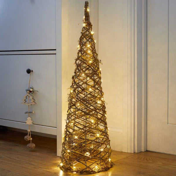 TreeDazzle! Rattan Cone Brown