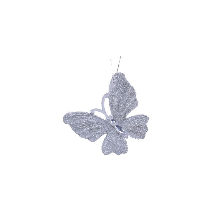 Plastic Butterfly With Glitter Ornament 10cm