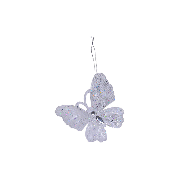 Plastic Butterfly With Glitter Ornament 10cm