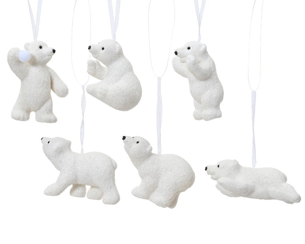 Polar Bear Plastic Flocked With Glitter