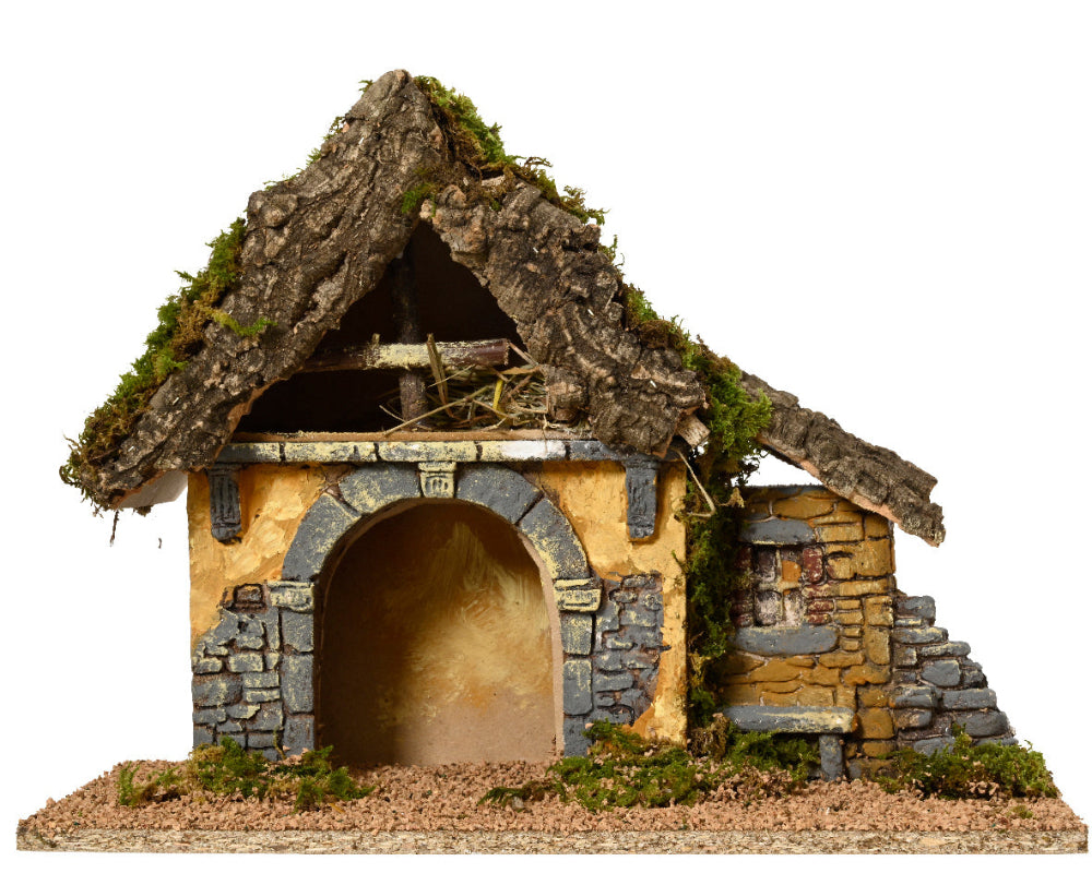 27cm Nativity House Wooden
