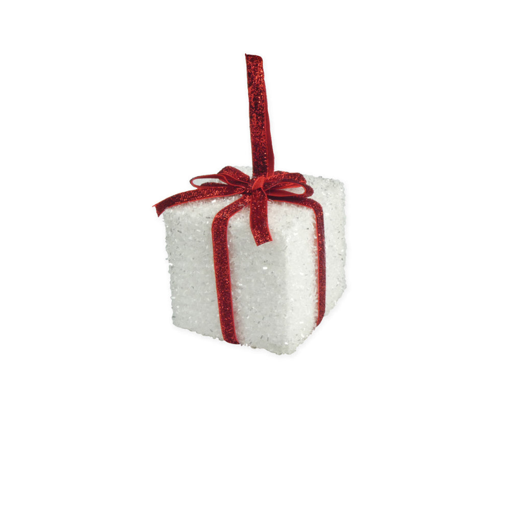 8cm Tinsel Gift White