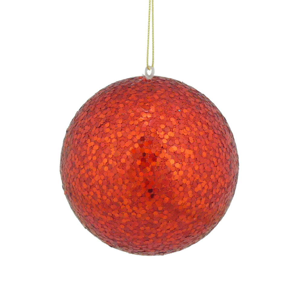 12cm Glitter Roam Bauble Red