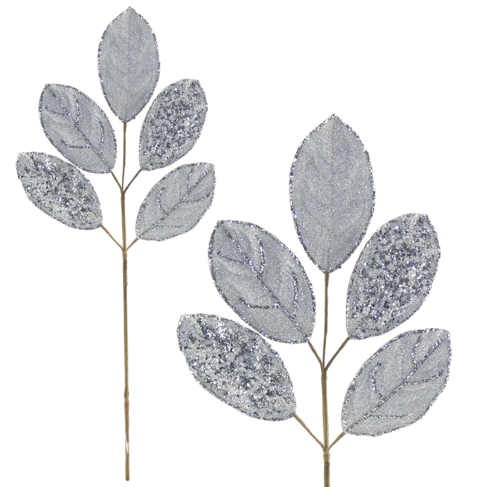 64cm Luxury Leaves Stem Silver