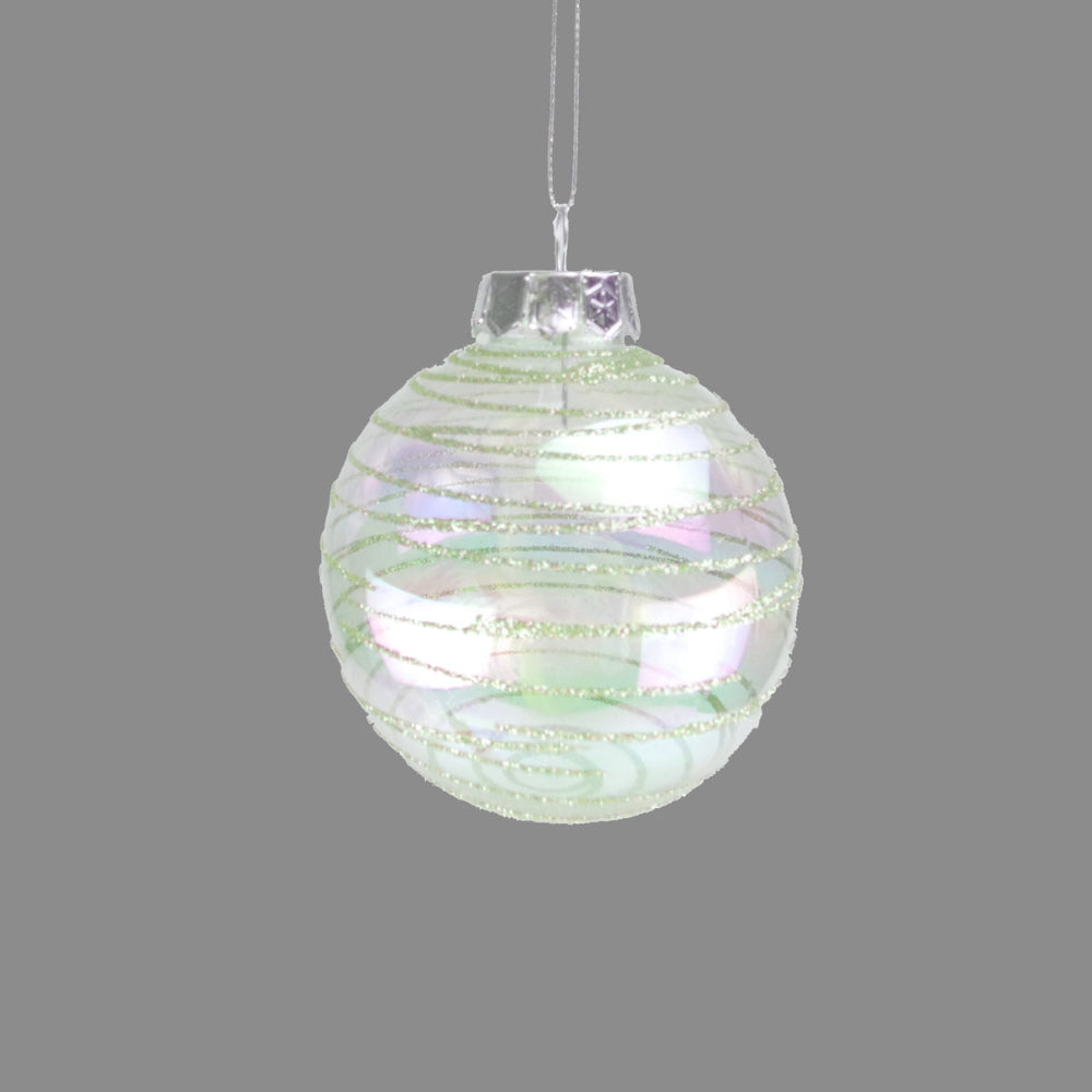 8cm Irri Clear Bauble - Sage