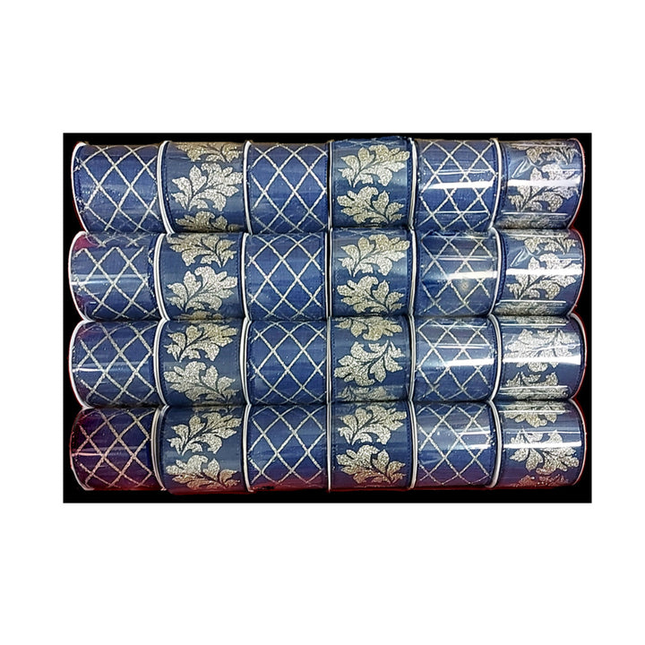 2.7M Natural & Decorational Wired Ribbon Navy blue
