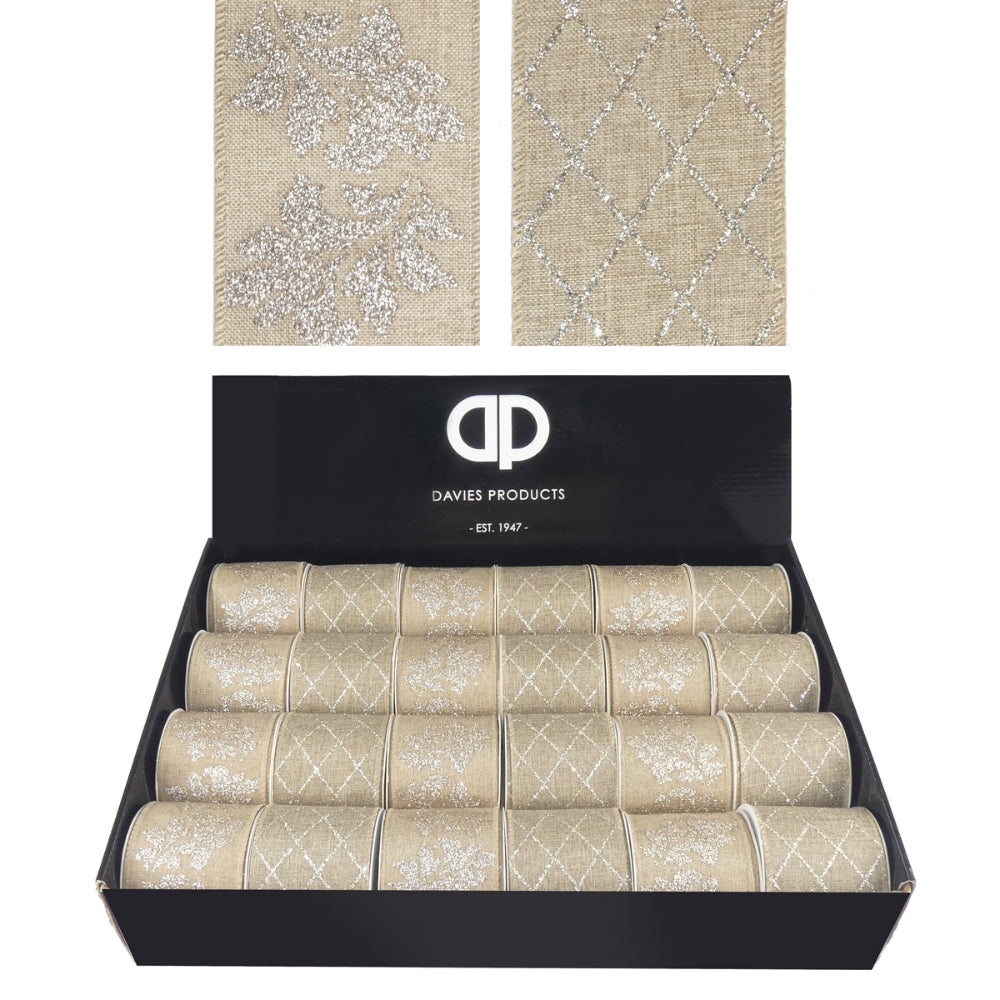 2.7M Nat&Deco Wired Ribbon Champagne