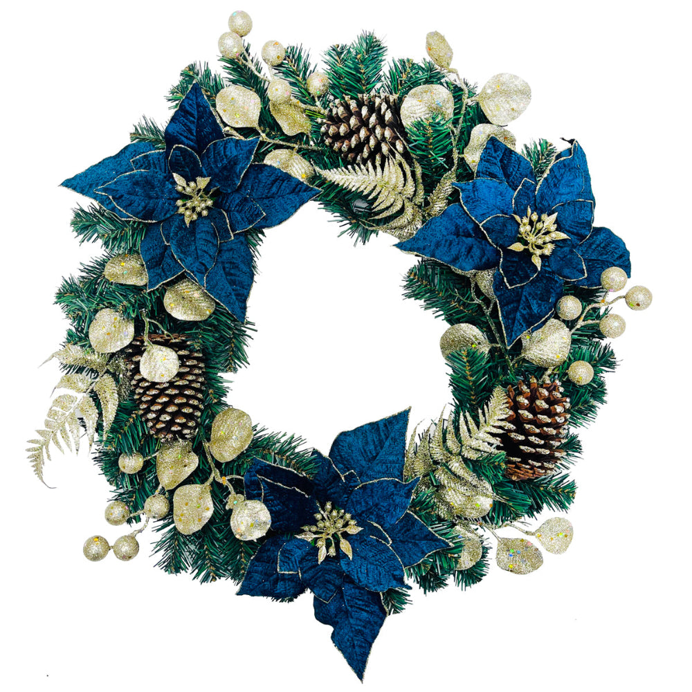 22" Teal Poinsettia Wreath