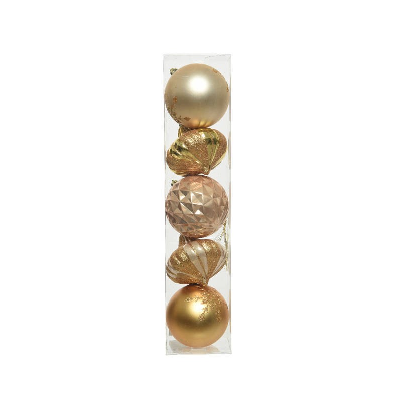 Shatterproof Bauble 8cm 5pk Gold