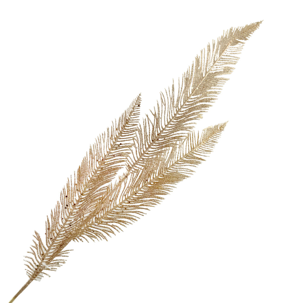 Glittered Feather Stem Champagne