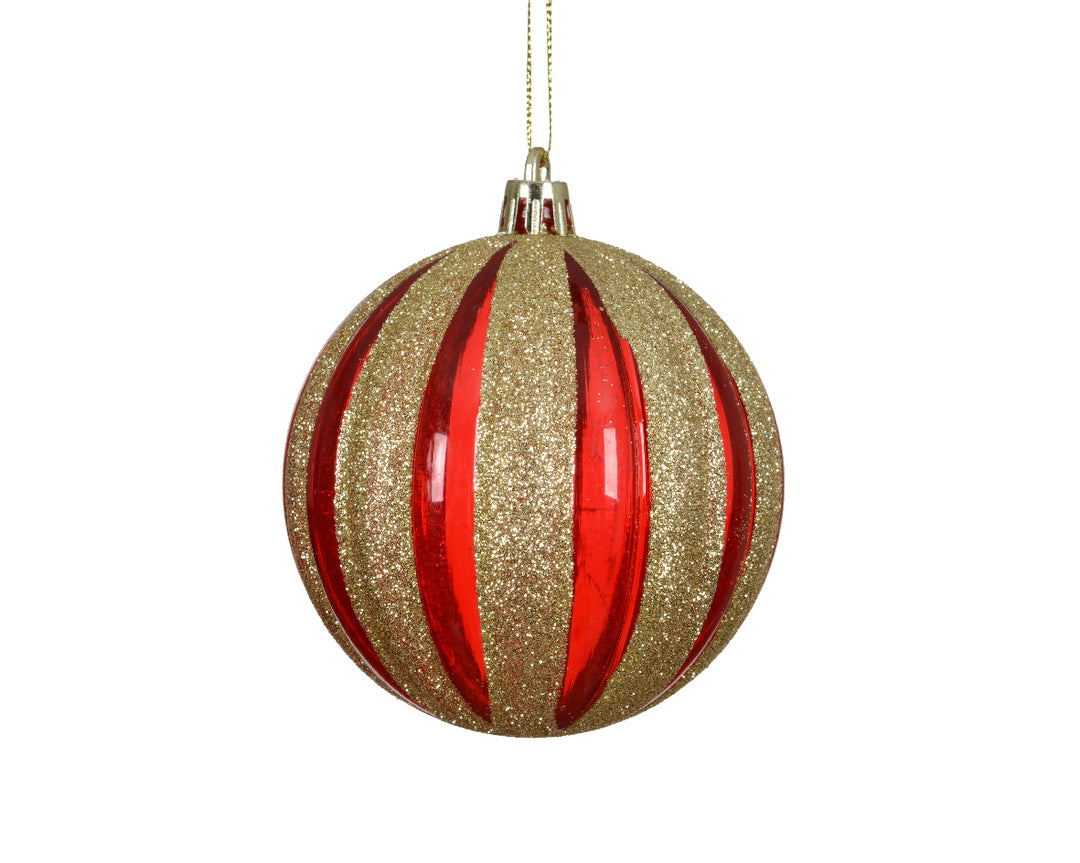 8cm Bauble Polystyrene Red & Gold