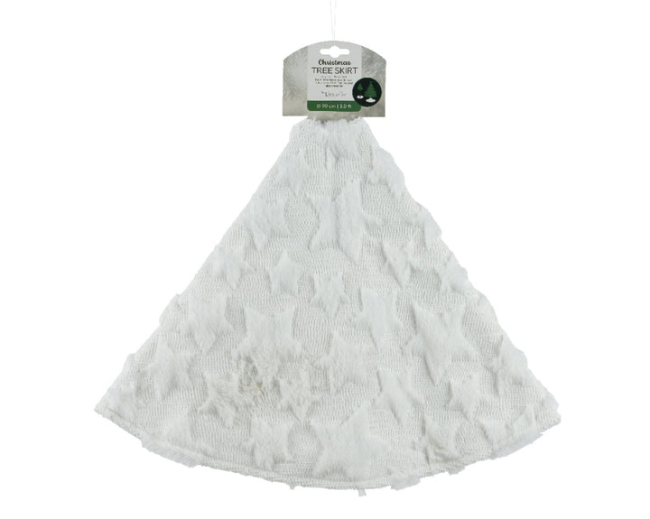 Tree Skirt Polyester 3D Star White